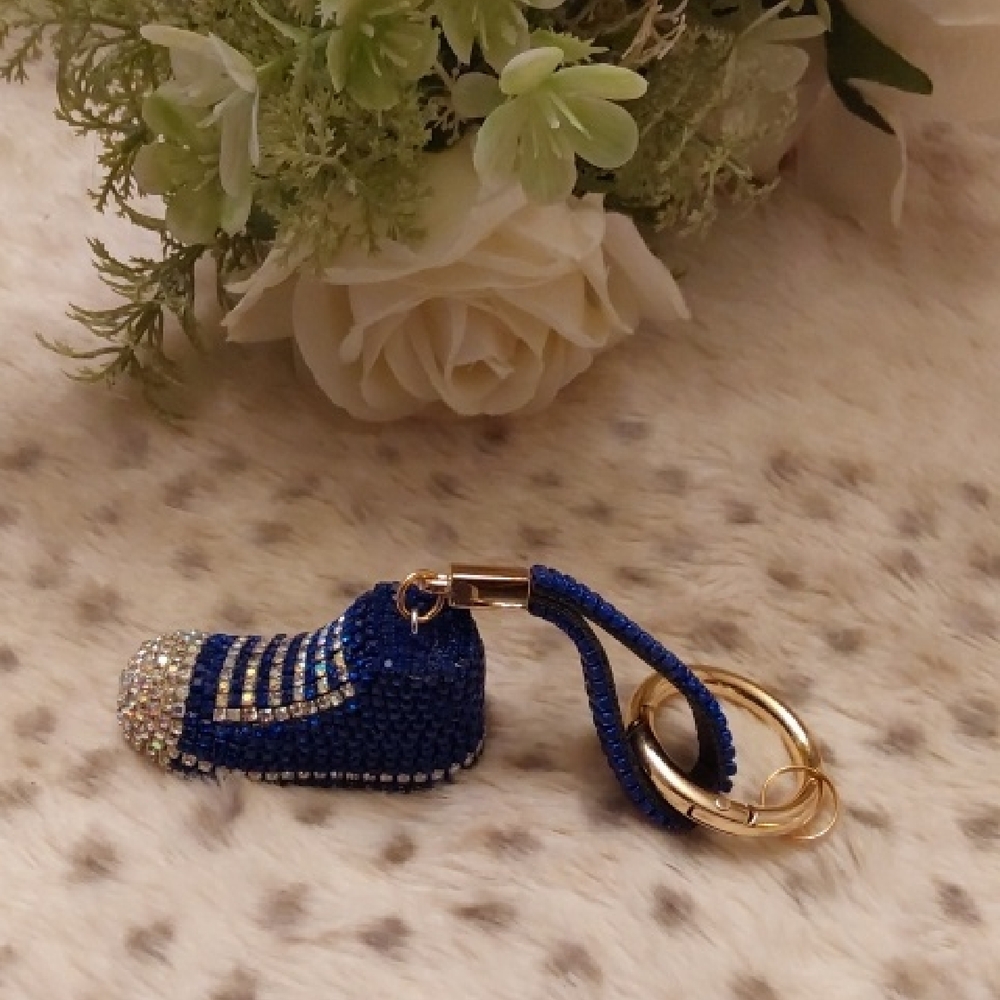 Blue and Gold Rhinestone Keychain - Picture 3 of 5
